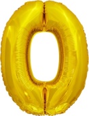 Шар (34''/86 см) Цифра, 0 ЭКО, Золото, 29680