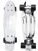 Пенниборд (56х14х10) дека пластик, основа алюм., колеса ПУ свет, белый (Арт. WX-215S)