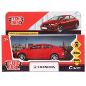 Машина металл "HONDA CIVIC", длина 12см, открыв. двери, инерц, красный, в кор.Технопарк, CIVIC-RD