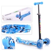 Самокат 3-х кол., голубой, светящиеся колёса, PVC, ABEC 7,нагрузка 80кг, U001181Y / 236384