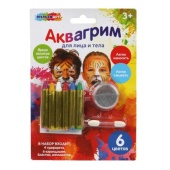 Аквагрим карандаши 6 цветов классика МУЛЬТИ АРТ   FACEPAINT-122835