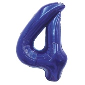 Шар (32''/81 см) Цифра, 4, Темно-синий, 1 шт. в уп.  26054