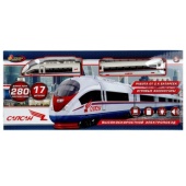 Железная дорога РЖД "сапсан" свет+звук, 280см в кор.46,7*20,5*4,2см ИГРАЕМ ВМЕСТЕ YG96611-R