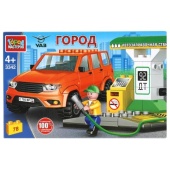 UAZ конструктор uaz patriot на заправочной станции, 78 дет. Город мастеров SB-3342