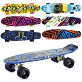 Скейтборд подростковый ROCKET 57x15 см,колеса PU   R0059 / 358404