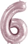 Шар (34''/86 см) Цифра, 6, Slim, Светло-розовый, 130016