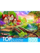 TOPpuzzle. ПАЗЛЫ 500 элементов. Ф500-7013 ВОЛШЕБНЫЙ ДОМИК У МОСТА
