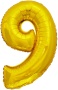 Шар (34''/86 см) Цифра, 9 ЭКО, Золото, 29689