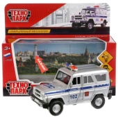 Машина металл "UAZ HUNTER ПОЛИЦИЯ" 12см, свет+звук, открыв. двери, инерц. HUNTER-P-SL