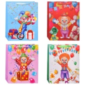 Пакет подарочный "Радостный клоун" 26x10x32 см, 3D 00-4290 / 443649