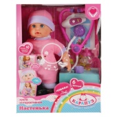 ПУПС ФУНКЦ "КАРАПУЗ" 40СМ, МЯГКОЕ ТЕЛО, БОЛИТ НОЖКА, С НАБОРОМ ДОКТОР, 10 ПОТЕШЕК 1520-RU