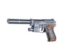 Пистолет (п) с лазер. прицелом, с глушителем, с пульками 100001913