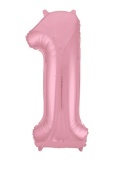 Шар (40''/102 см) Цифра, 1, Slim, Розовый, в упаковке 1 шт. 754474