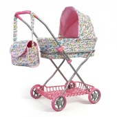 Коляска кукольная прогулочная, металлическая, складная, с корзиной и сумкой   9325 / 510274