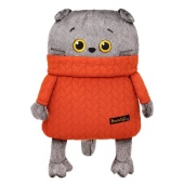 Кот-подушка в свитере с косами  Kp34-251