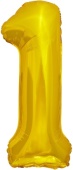 Шар (34''/86 см) Цифра, 1, ЭКО, Золото, 29681