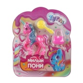 Единорог 10см, пластиковый, аксессуары 2шт, на блистере Тутти   Y2303Z0060-1-RU (480)