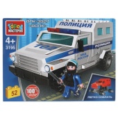 ВПК конструктор бронемашина волк ПОЛИЦИЯ, 52 дет. (легко собрать) Город мастеров 3195-CY