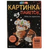 Наб д/дет тв-ва картина из пайеток с гвоздиками котенок MultiArt , SEQPIC-MA-CAT