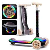 Самокат 3-колёсный ROCKET свет.колеса PU,нагрузка 50 кг, рулевая стойка, цвет серый R0200 / 482603