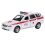 Машина металл LADA PRIORA СКОРАЯ ПОМОЩЬ 12 см, двери, багаж, белый, в кор. PRIORAWAG-12AMB-WH