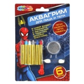 Аквагрим карандаши 6 цветов классика спайдер МУЛЬТИ АРТ   FACEPAINT-127094