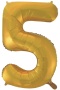 Шар (34-86 см) Цифра 5, Золото, 19685
