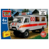 UAZ конструктор uaz-3909 СКОРАЯ ПОМОЩЬ, 64 дет. Город мастеров SB-50008