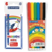 Фломастеры Centropen "Rainbow Kids", 06цв., трехгранные, смываемые, ПВХ 7 7550 0602 / 214287