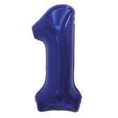 Шар (32''/81 см) Цифра, 1, Темно-синий, 1 шт. в уп.  26051