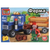 Конструктор ТРАКТОР с тележкой, 93 дет. Город мастеров 5088-AA