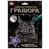 Гравюра 18*24 см Кот, серебряная МУЛЬТИ АРТ SCRATCHART-SLV-CAT1
