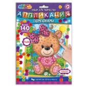 Аппликация из помпонов 17х23 см мишка МУЛЬТИ АРТ   POMPON-111508