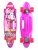 Пенниборд пластик (58х16) (колеса PU,свет,ручка,макс.вес 60 кг) фиолет. рисунок (арт.SL-AS-1)