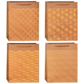 Пакет подарочный бумажный "Pure Gold" вертикальный, размер 26x32x10 см 9041407 / 452526