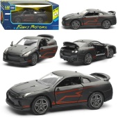 Чёрная инерционная машинка Спорткар со спойлером die-cast,1:32, открывающиеся двери   FT1101-67 / 48