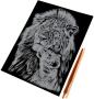 Гравюра 18*24 см лев и львёнок, цветная МУЛЬТИ АРТ SCRATCHART-CLR-LION2