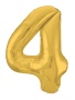 Шар (40''/102 см) Цифра, 4, Slim, Золото, в упаковке 1 шт. 754634