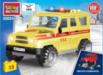 Конструктор UAZ HUNTER СКОРАЯ ПОМОЩЬ, 35 дет. (легко собрать) Город мастеров  SB-50024