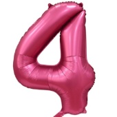 Шар (34-86 см) Цифра, 4, Бордовый, Сатин, в упаковке 1 шт.131064